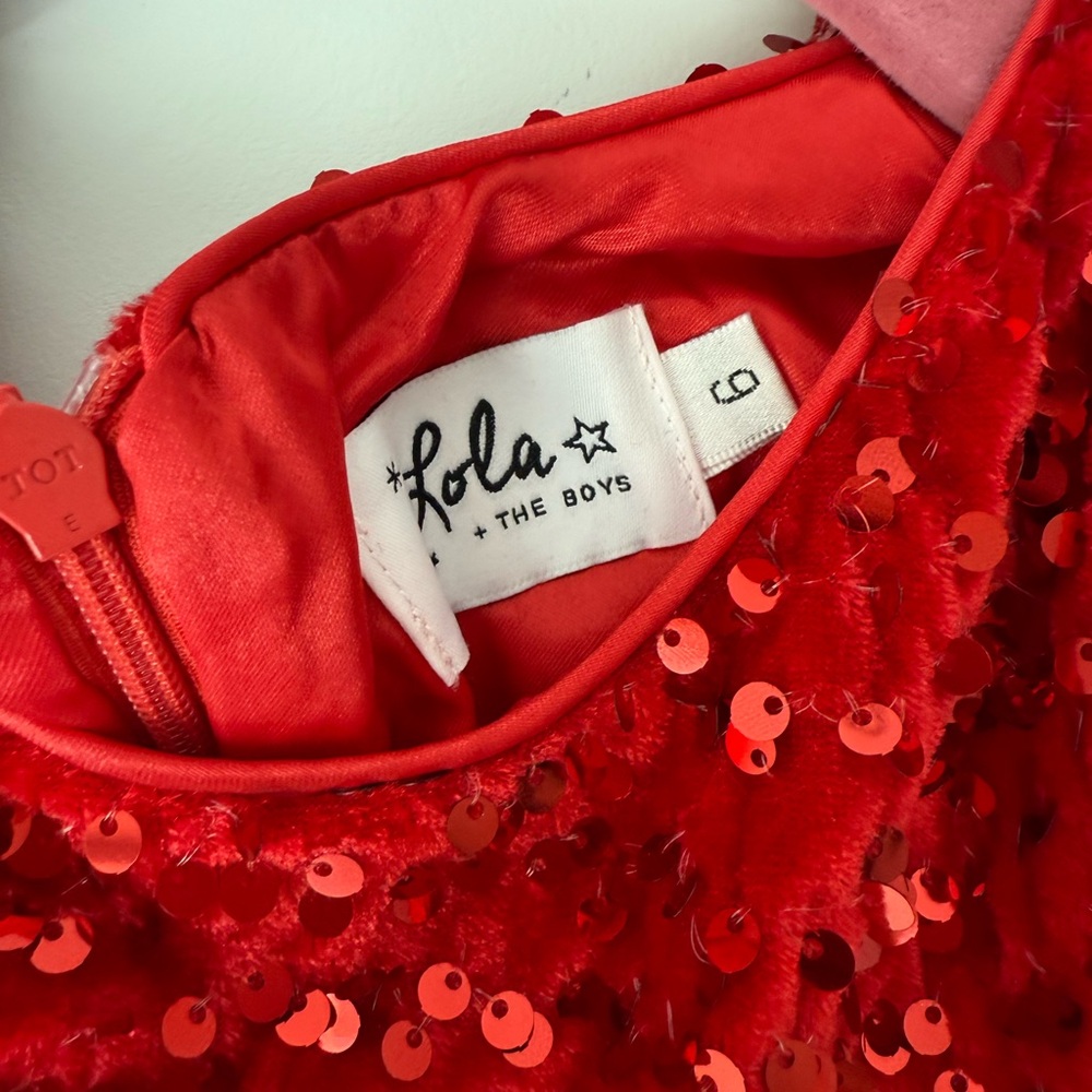 Lola + The Boys Red Sequin Kids Dance Dress - Picture 4 of 4